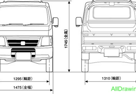 Honda Acty (2007) (Honda Akti (2007)) there are drawings of the car